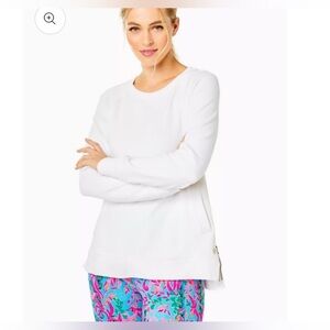 NWOT Lilly Pulitzer Luxletic white Crew neck Beachcomber Sweatshirt XXL